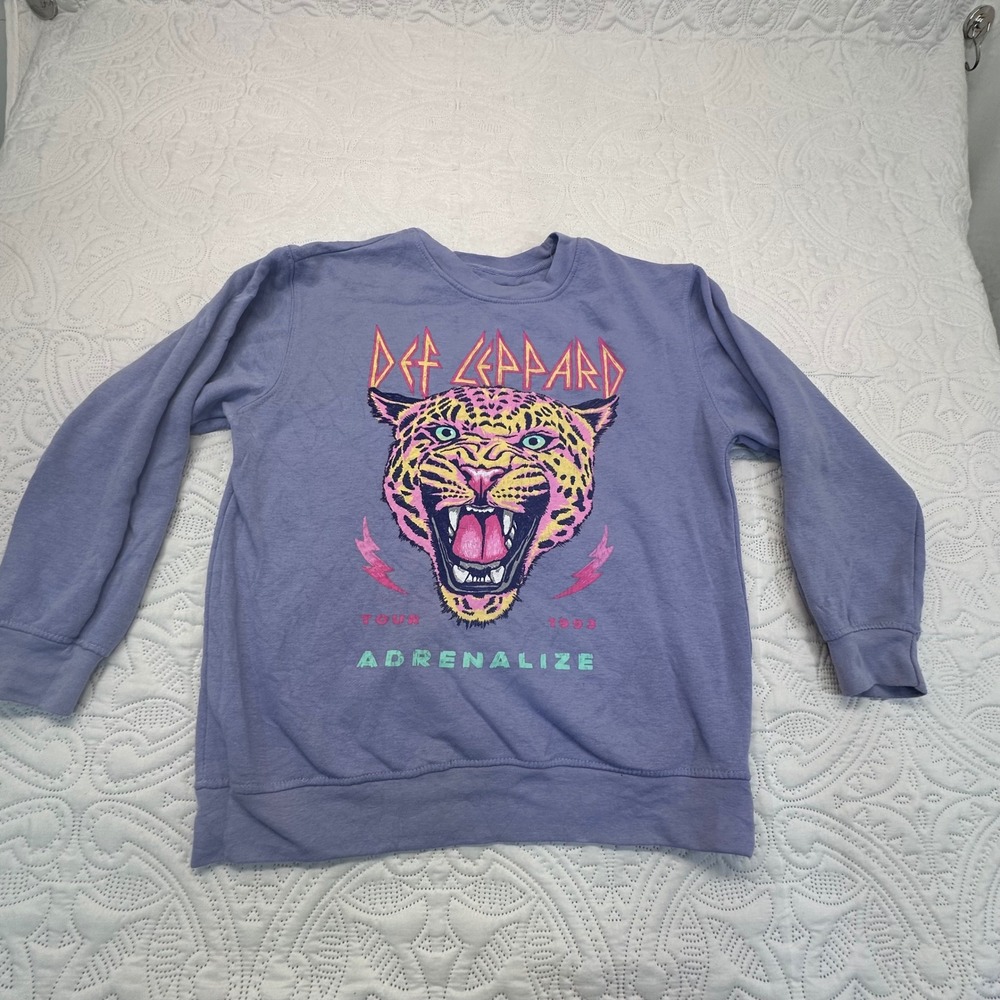 Def Leppard Adrenalize Tour 1993 Graphic Sweatshirt Purple Large